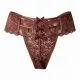 Γυναικείο sexy εσώρουχο καφέ String με δαντέλα και φιογκάκια στο πίσω μέρος Q8332 brown