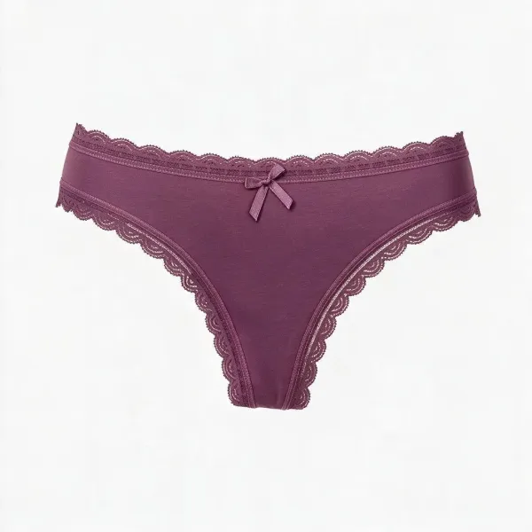 Σλίπ String βαμβακερό με δαντέλα στις άκριες Rosa Juno  μώβ 85-825 purple