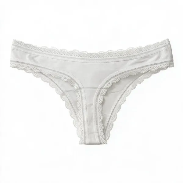 Σλίπ String βαμβακερό με δαντέλα στις άκριες Rosa Juno λευκό  85-825 white