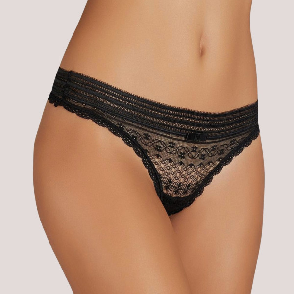 Ysabel Mora γυναικείο εσώρουχο String Μαύρο με δαντέλα πολυτελείας 19679