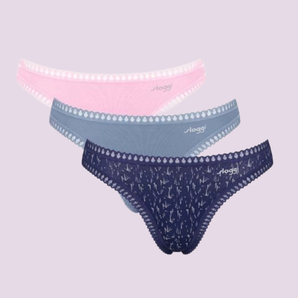 Sloggi Γυναικεία Βαμβακερά εσώρουχα Σλιπ String  3τεμ Οικονομική Συσκευασία Go Crush 10219704 V004