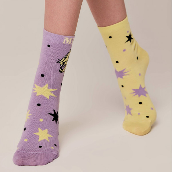 Conte Happy Socks Glam Metal Βαμβακερές Κάλτσες Διχρωμία Λιλά 18C-227C