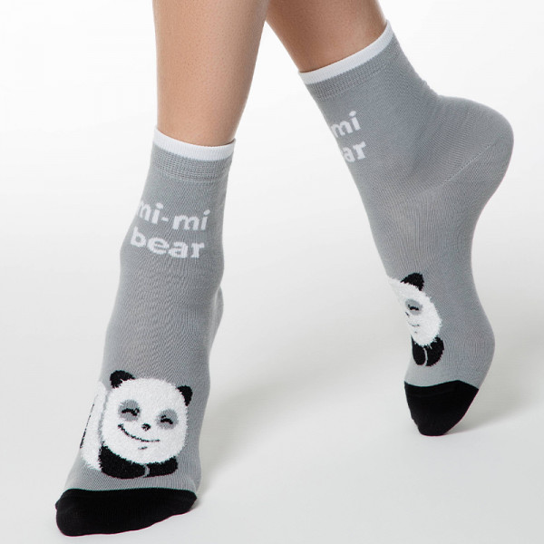 Conte Happy Socks Γυναικείες  Βαμβακερές Κάλτσες με φανταστικό σχέδιο  Panda Γκρι 18C-268C