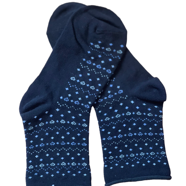 Meritex Παιδική Βαμβακερή Κάλτσα για Κορίτσια Μαύρη με αστεράκια και καρδούλες Μπλέ 4525 Black-Blue