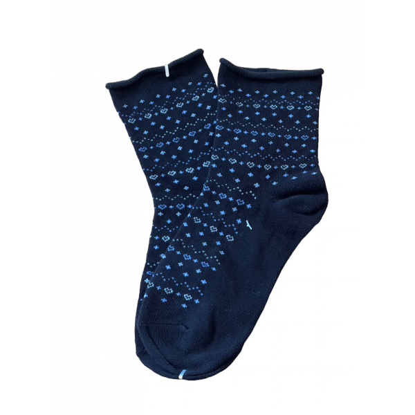 Meritex Παιδική Βαμβακερή Κάλτσα για Κορίτσια Μαύρη με αστεράκια και καρδούλες Μπλέ 4525 Black-Blue