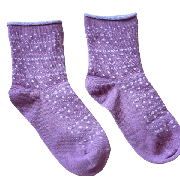 Meritex Παιδική Βαμβακερή Κάλτσα για Κορίτσια Σκούρο Ροζ με αστεράκια και καρδούλες Ροζ 4525 DARK PINK