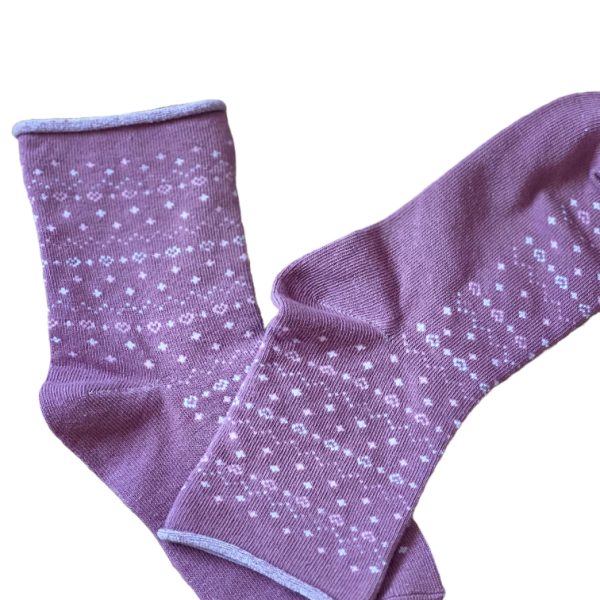 Meritex Παιδική Βαμβακερή Κάλτσα για Κορίτσια Σκούρο Ροζ με αστεράκια και καρδούλες Ροζ 4525 DARK PINK