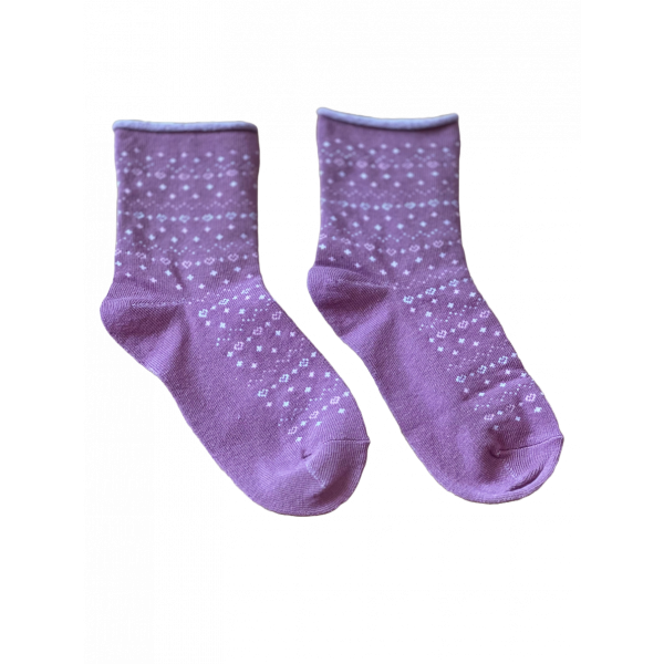 Meritex Παιδική Βαμβακερή Κάλτσα για Κορίτσια Σκούρο Ροζ με αστεράκια και καρδούλες Ροζ 4525 DARK PINK