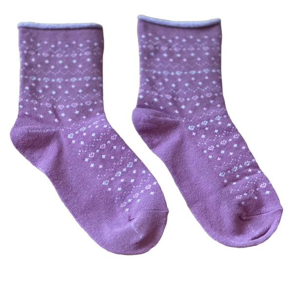 Meritex Παιδική Βαμβακερή Κάλτσα για Κορίτσια Σκούρο Ροζ με αστεράκια και καρδούλες Ροζ 4525 DARK PINK