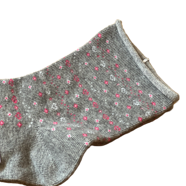 Meritex Παιδική Βαμβακερή Κάλτσα για Κορίτσια Γκρί με αστεράκια και καρδούλες Ροζ 4525 Grey