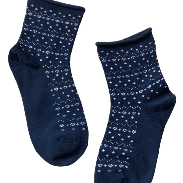 Meritex Παιδική Βαμβακερή Κάλτσα για Κορίτσια Μαύρη με αστεράκια και καρδούλες Ροζ 4525 Black-Pink