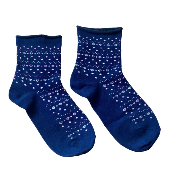 Meritex Παιδική Βαμβακερή Κάλτσα για Κορίτσια Μαύρη με αστεράκια και καρδούλες Ροζ 4525 Black-Pink