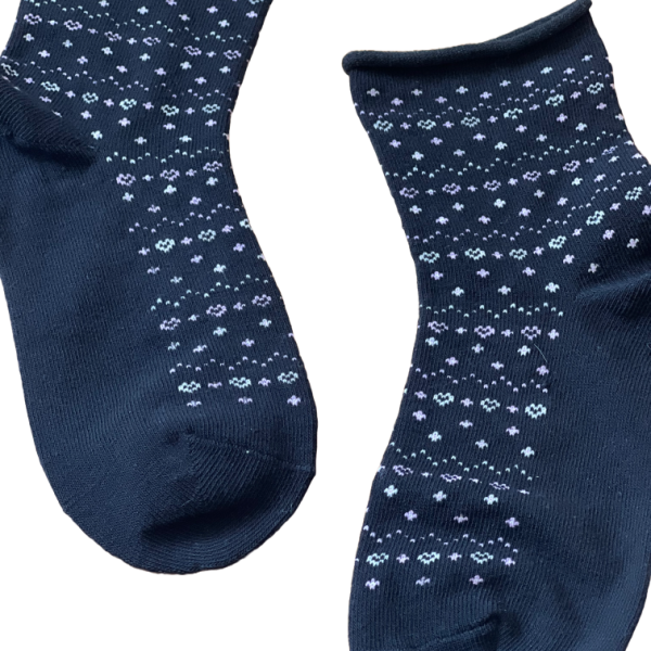 Meritex Παιδική Βαμβακερή Κάλτσα για Κορίτσια Μαύρη με αστεράκια και καρδούλες Ροζ 4525 Black-Pink