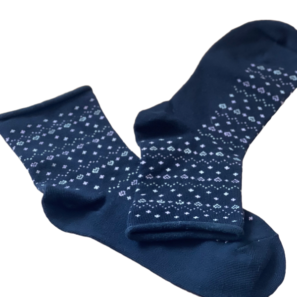 Meritex Παιδική Βαμβακερή Κάλτσα για Κορίτσια Μαύρη με αστεράκια και καρδούλες Ροζ 4525 Black-Pink