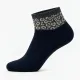 Oemen  Γυναικείες Βαμβακερές fashion κάλτσες μέχρι τον αστράγαλο No35-41 μαύρες με λαμπερό γκρί animal print A0834 BLACK