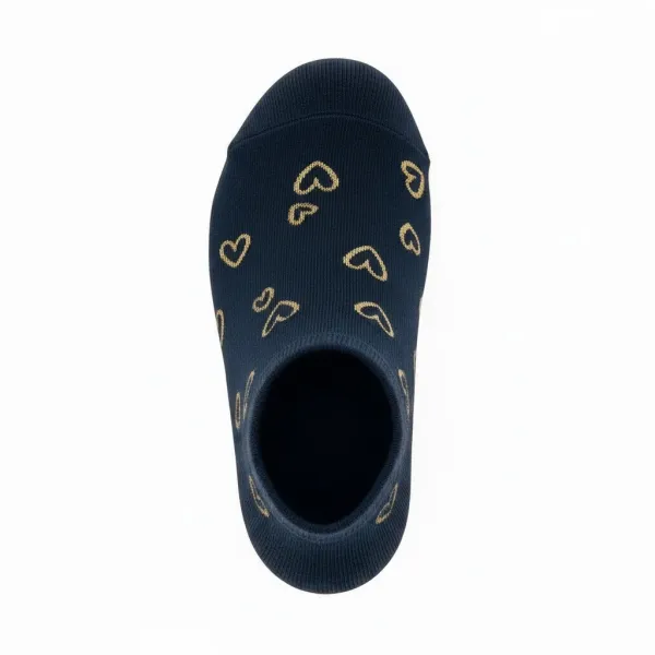 Oemen  Γυναικείες Βαμβακερές fashion κάλτσες μέχρι τον αστράγαλο No35-41 μαυρες με σχέδιο χρυσές καρδούλες MY9003 BLACK HEARTS