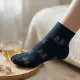 Oemen  Γυναικείες Βαμβακερές fashion κάλτσες μέχρι τον αστράγαλο No35-41 μαύρες με σχέδιο χρυσές γατούλες MY9002 BLACK