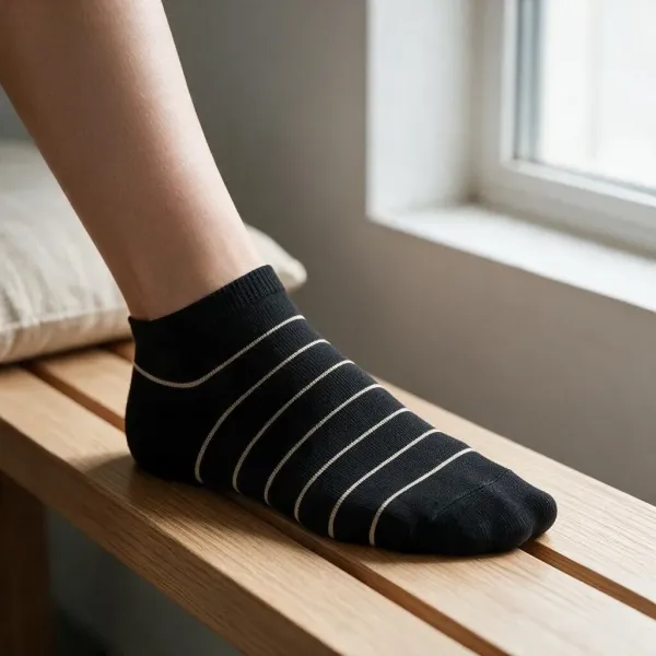Oemen  Γυναικείες Βαμβακερές fashion κάλτσες μέχρι τον αστράγαλο No35-41  μαυρες με σχέδιο χρυσαφί ρίγες  MY9003 gold stripes