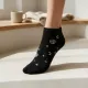 Oemen  Γυναικείες Βαμβακερές fashion κάλτσες μέχρι τον αστράγαλο No35-41 μαύρες με σχέδιο χρυσά φεγγαράκια και αστερισμούς MY9002 BLACK-STAR