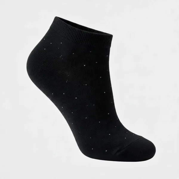 Oemen  Γυναικείες Βαμβακερές fashion κάλτσες μέχρι τον αστράγαλο No35-41 μαυρες με σχέδιο καρδούλες MY9003 BLACK HEARTS