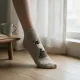 Oemen  Γυναικείες Βαμβακερές fashion κάλτσες μέχρι τον αστράγαλο No35-41 χρυσές-μεταλλιζέ  με σχέδιο γάτα  MY9003 GOLD CAT