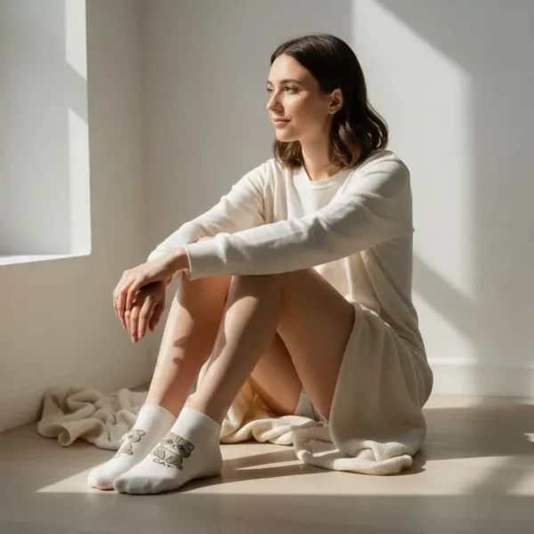 Oemen  Γυναικείες Βαμβακερές fashion κάλτσες μέχρι τον αστράγαλο No35-41 λευκές με σχέδιο γάτα  MY9002 WHITE CAT