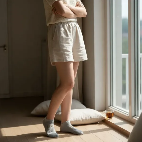 Oemen  Γυναικείες Βαμβακερές fashion κάλτσες μέχρι τον αστράγαλο No35-41 γκρί με χρυσό σχέδιο γάτα  MY9002 CAT GREY