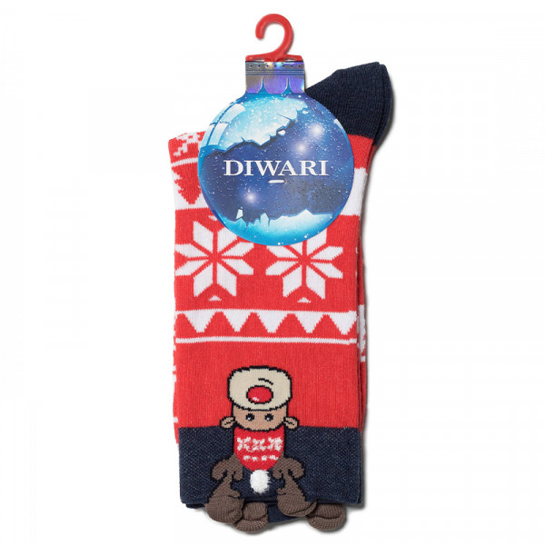 Diwari Socks New Year Ανδρικές  Κόκκινες Χριστουγεννιάτικες Κάλτσες Τάρανδος με αυτάκια Νο 42-45 19C-90C