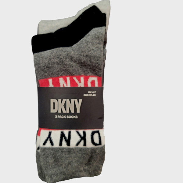 DKNY Γυναικείες Βαμβακερές Κάλτσες Ψηλές Σετ 3τεμ Γκρί-Μαύρο S4-0301 Νο 37-40