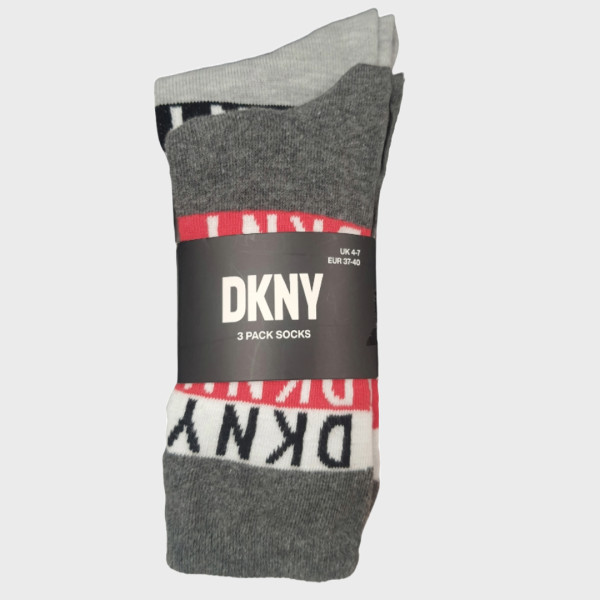 DKNY Γυναικείες Βαμβακερές Κάλτσες Ψηλές Σετ 3τεμ Γκρί-Μαύρο S4-0301 Νο 37-40