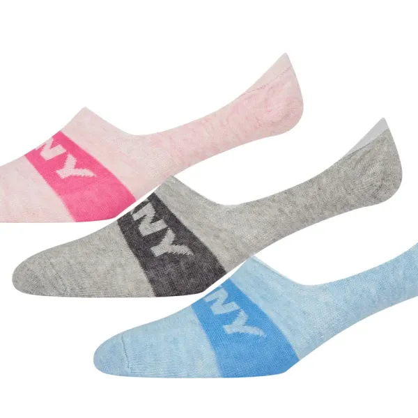 DKNY Γυναικείες Βαμβακερές χαμηλές Κάλτσες no show socks Σετ 3τεμ διάφορα χρώματα ροζ,γκρι,γαλάζιο  S4-0424 Νο 37-40
