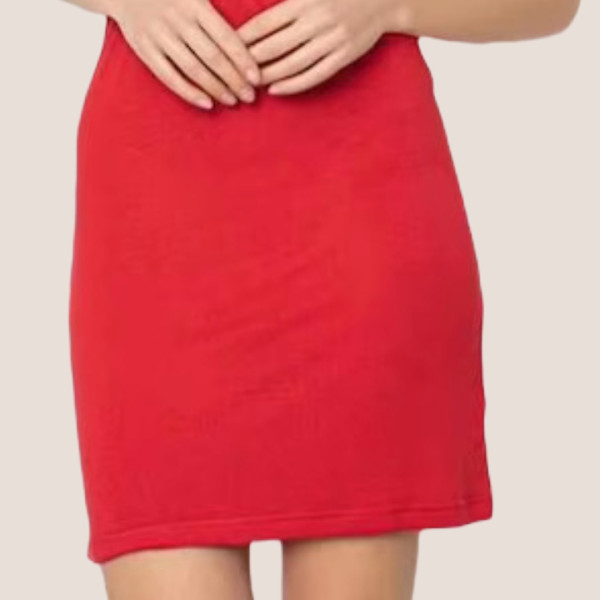 Cagri Γυναικείο Βαμβακερό Νυχτικό με Ιβουάρ δαντέλα στο μπούστο 1410 Κόκκινο Red