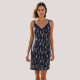 Modalove Γυναικείο  Νυχτικό με Τιραντάκι Κοντό Viscose Βισκόζη μπλέ με λουλουδάκα μωβ & λευκά 700214
