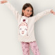 Happy Family Παιδική Βαμβακερή Πιτζάμα Χειμωνιάτικη για Κορίτσια Μπέζ και Ρόζ Lazy Llama PB-XHF780