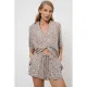 Aruelle Γυναικείο μπεζ Καλοκαιρινό Σετ 100% Viscose Babydoll με πουκαμισο & σορτς σχέδιo leopard Lumielle