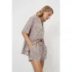 Aruelle Γυναικείο μπεζ Καλοκαιρινό Σετ 100% Viscose Babydoll με πουκαμισο & σορτς σχέδιo leopard Lumielle