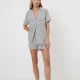 Aruelle Γυναικείο Λευκό Καλοκαιρινό Σετ 100% Viscose Babydoll με πουκαμισο & σορτς σχέδιo leopard Beatrich