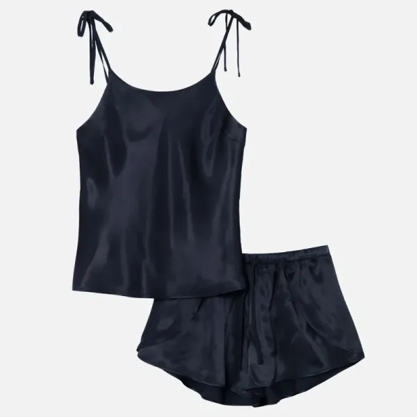 Aruelle Γυναικείο Καλοκαιρινό Σετ Πυτζάμα Babydoll τιραντάκι ρυθμιζόμενο και σορτς σε στυλ σατεν 100% βισκοζη μπλέ σκουρο CRESSIDA