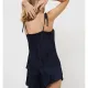 Aruelle Γυναικείο Καλοκαιρινό Σετ Πυτζάμα Babydoll τιραντάκι ρυθμιζόμενο και σορτς σε στυλ σατεν 100% βισκοζη μπλέ σκουρο CRESSIDA