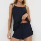Aruelle Γυναικείο Καλοκαιρινό Σετ Πυτζάμα Babydoll τιραντάκι ρυθμιζόμενο και σορτς σε στυλ σατεν 100% βισκοζη μπλέ σκουρο CRESSIDA