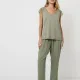 Aruelle Γυναικείο σετ πιτζάμας Viscose  χακί πολυτελείας top & παντελόνι μακρύ Odelia pajama long