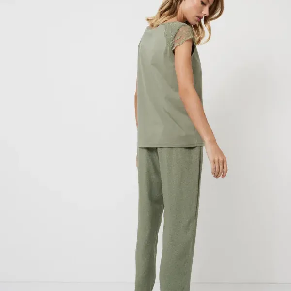 Aruelle Γυναικείο σετ πιτζάμας Viscose  χακί πολυτελείας top & παντελόνι μακρύ Odelia pajama long