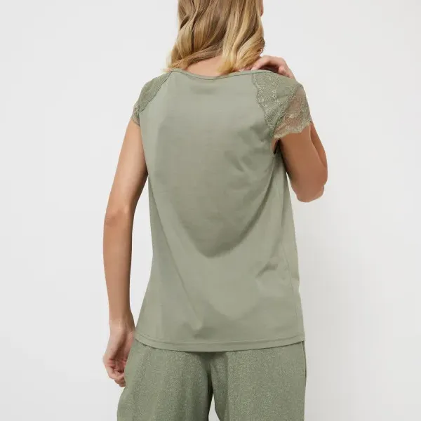 Aruelle Γυναικείο σετ πιτζάμας Viscose  χακί πολυτελείας top & παντελόνι μακρύ Odelia pajama long