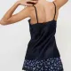 Aruelle Γυναικείο Καλοκαιρινό Σετ Πυτζάμα Babydoll τιραντάκι ρυθμιζόμενο και σορτς με λουλουδάκια  100% βισκοζη μπλέ σκουρο Camellia