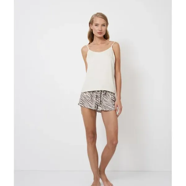 Aruelle Γυναικείο Καλοκαιρινό Σετ Πυτζάμα Babydoll 100% Viscose το Top & σόρτς σε μοντέρνα animal print σε εκρού χρώμα ΜΑΝΙ