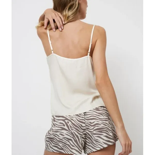 Aruelle Γυναικείο Καλοκαιρινό Σετ Πυτζάμα Babydoll 100% Viscose το Top & σόρτς σε μοντέρνα animal print σε εκρού χρώμα ΜΑΝΙ