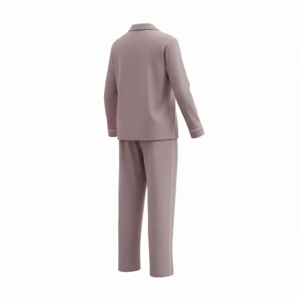 Γυναικεία Lingerie Ροζ dusty pink πιτζάμα micromodal με κουμπιά με ivory λεπτομέρειες & ίσιο παντελόνι RM3430 