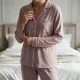 Γυναικεία Lingerie Ροζ dusty pink πιτζάμα micromodal με κουμπιά με ivory λεπτομέρειες & ίσιο παντελόνι RM3430 