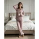 Γυναικεία Lingerie Ροζ dusty pink πιτζάμα micromodal με κουμπιά με ivory λεπτομέρειες & ίσιο παντελόνι RM3430 