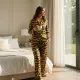 DKNY Γυναικείο set Σατέν πιτζάμας λεοπάρ πουκάμισο με κουμπιά &  παντελόνι YI80061